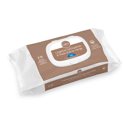 Image GIFRER LINGETTES NETTOYANTES À L'HUILE D'OLIVE VIERGE - 70 LINGETTES