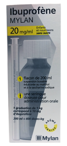 IBUPROFENE 20MG/ML MYLAN SANS SUCRE 200ML