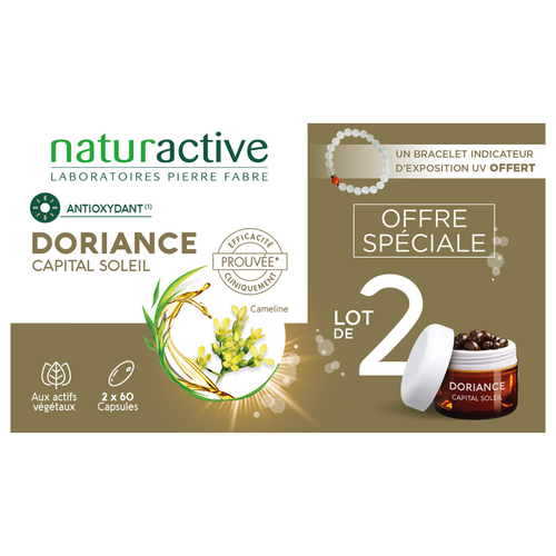 Image Naturactive - Doriance Capital Soleil 2X60 capsules + bracelet indicateur UV offert
